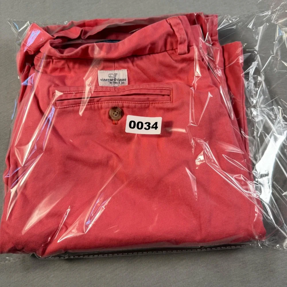 Vineyard Vines Mens 34 Coral Salmon 9 Inch Breaker Chino Shorts Stretch Cotton